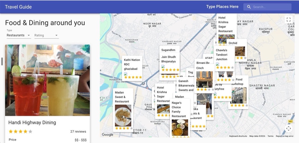 Screenshot of Travel guide app